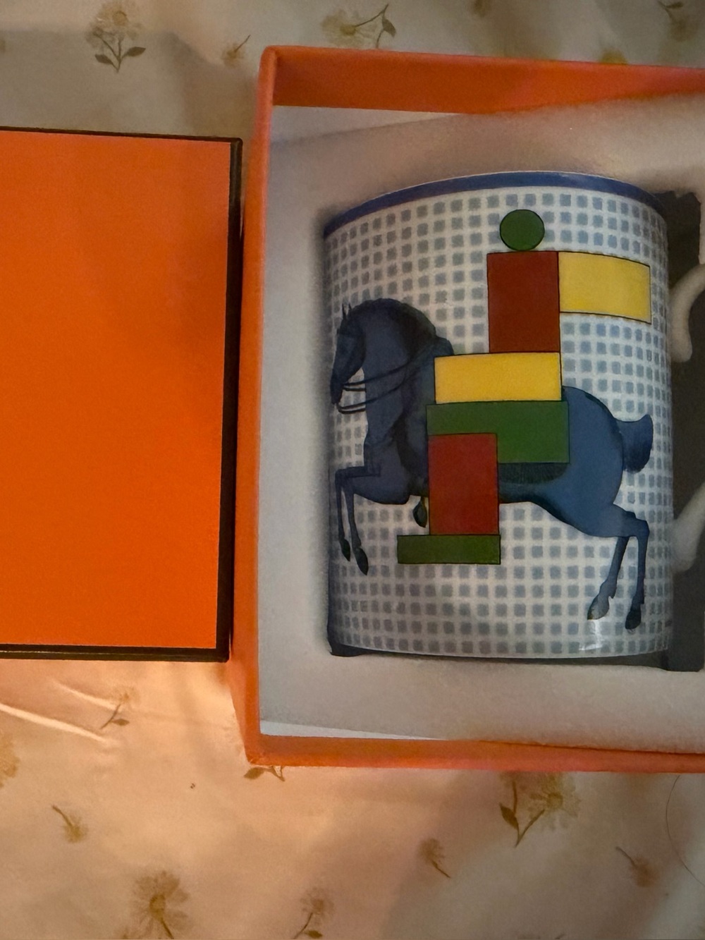 HERMES Cavalier en Formes No.1 Mug Cup blue Horse 300 ml Porcelain New W/Box